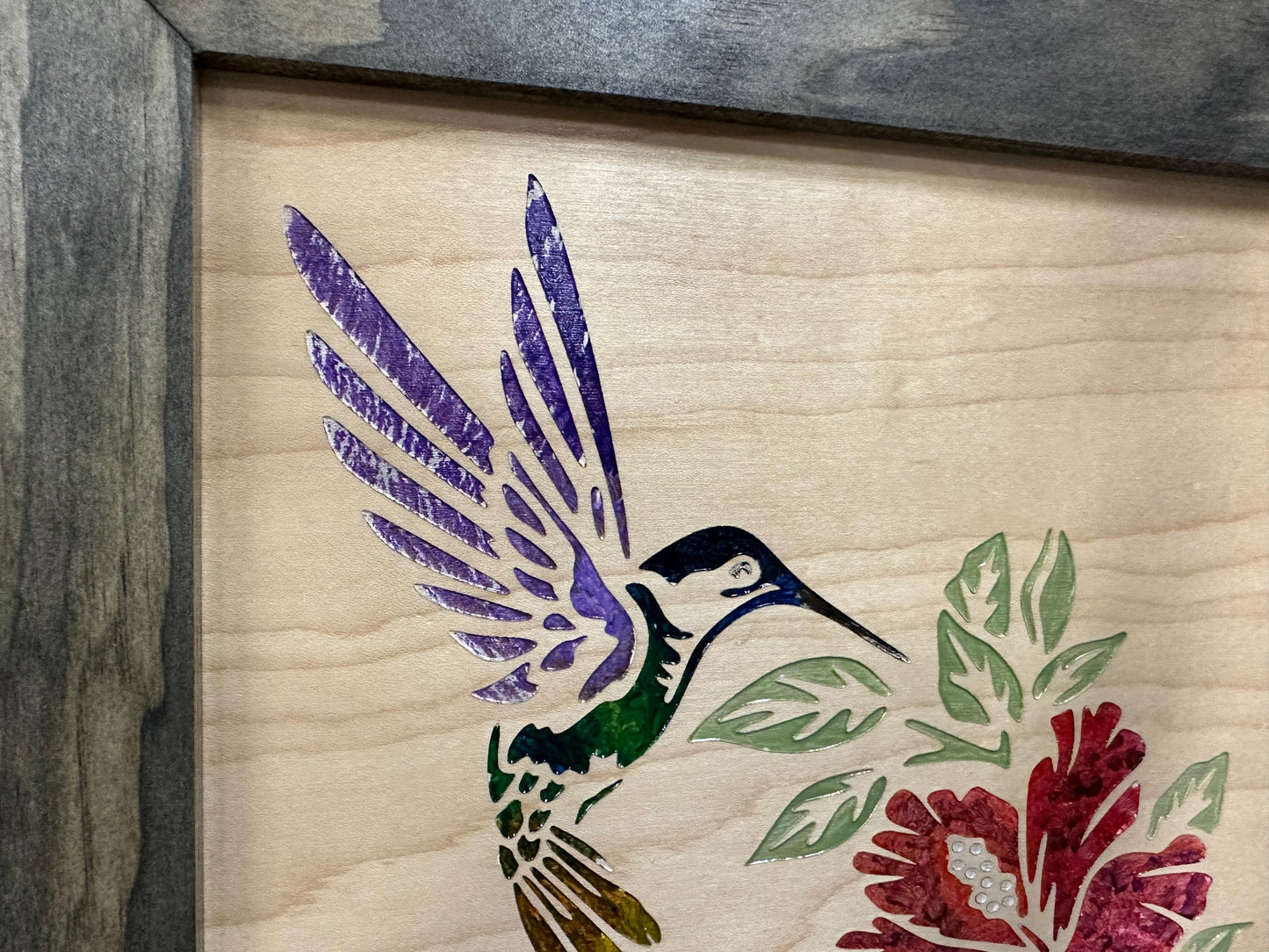Bellewood Designs - Wooden Gun Safe with Hummingbird and Hibiscus