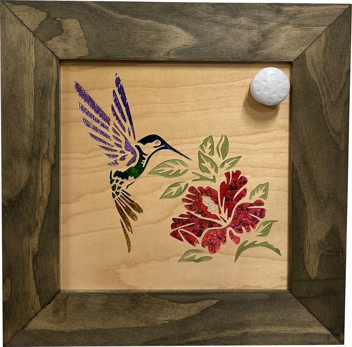 Bellewood Designs - Wooden Gun Safe with Hummingbird and Hibiscus