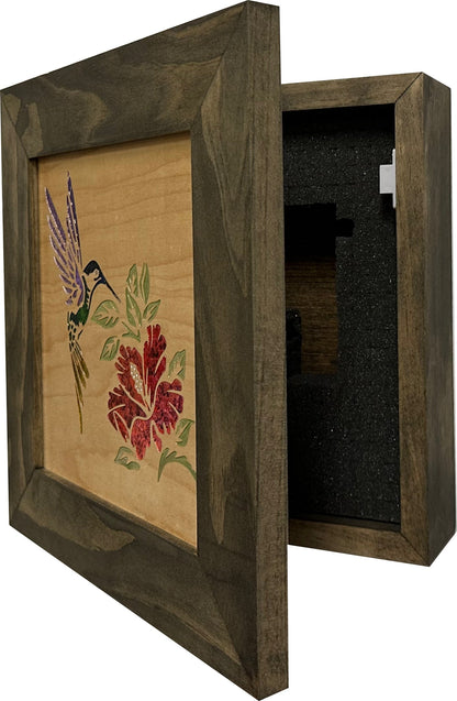 Bellewood Designs - Wooden Gun Safe with Hummingbird and Hibiscus