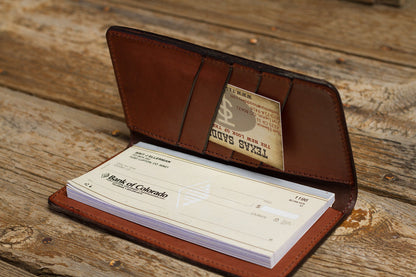 Texas Saddlery Chocolate Checkbook Cover Spider Tooling