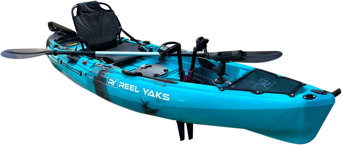 ReelYaks 9.5ft Raptor Modular Fin Drive Pedal Fishing Kayak | 380lbs Capacity | 2 Piece