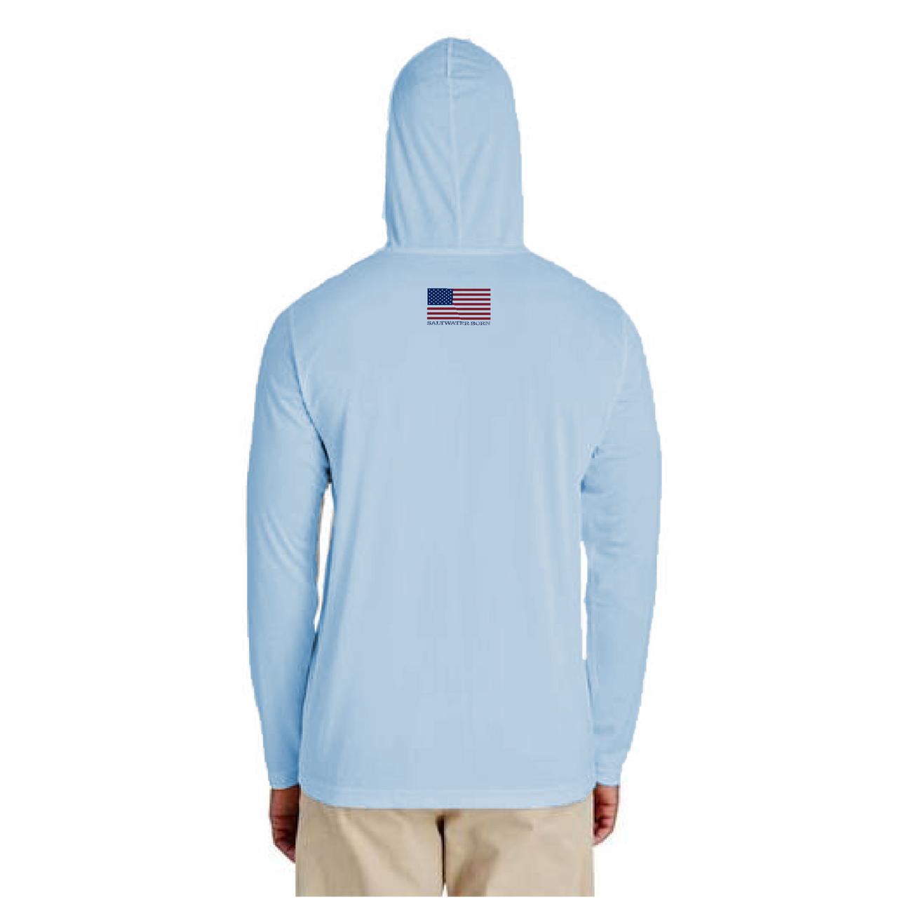 Saltwater Born American Flag Long Sleeve UPF 50+ Dry-Fit Hoodie