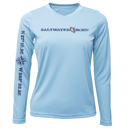 Saltwater Born Siesta Key Saltwater Born Linear Logo Long Sleeve UPF 50+ Dry-Fit Shirt