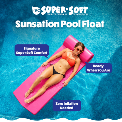 TRC Recreation Sunsation 1.75" Thick Foam Lounger Raft Pool Float, Flamingo Pink