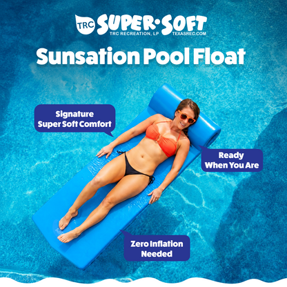 TRC Recreation Sunsation 1.75" Thick Foam Lounger Raft Pool Float, Bahama Blue