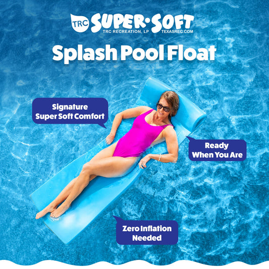 TRC Recreation Splash 1.25" Thick Foam Swimming Pool Float Mat, Marina Blue