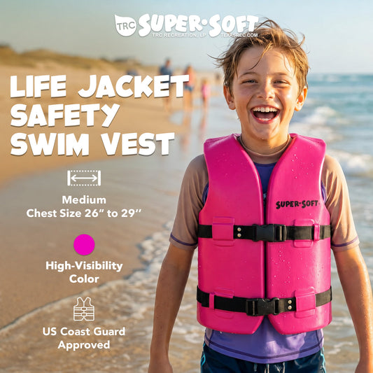 TRC Recreation Super Soft Child Life Jacket Swim Vest, Medium, Flamingo Pink