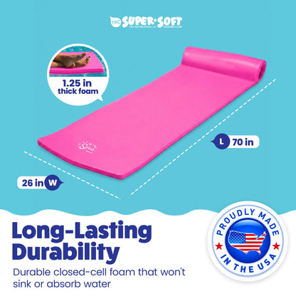 TRC Recreation Splash 70" Foam Lounger Pool Raft, Flamingo Pink with Blue Float