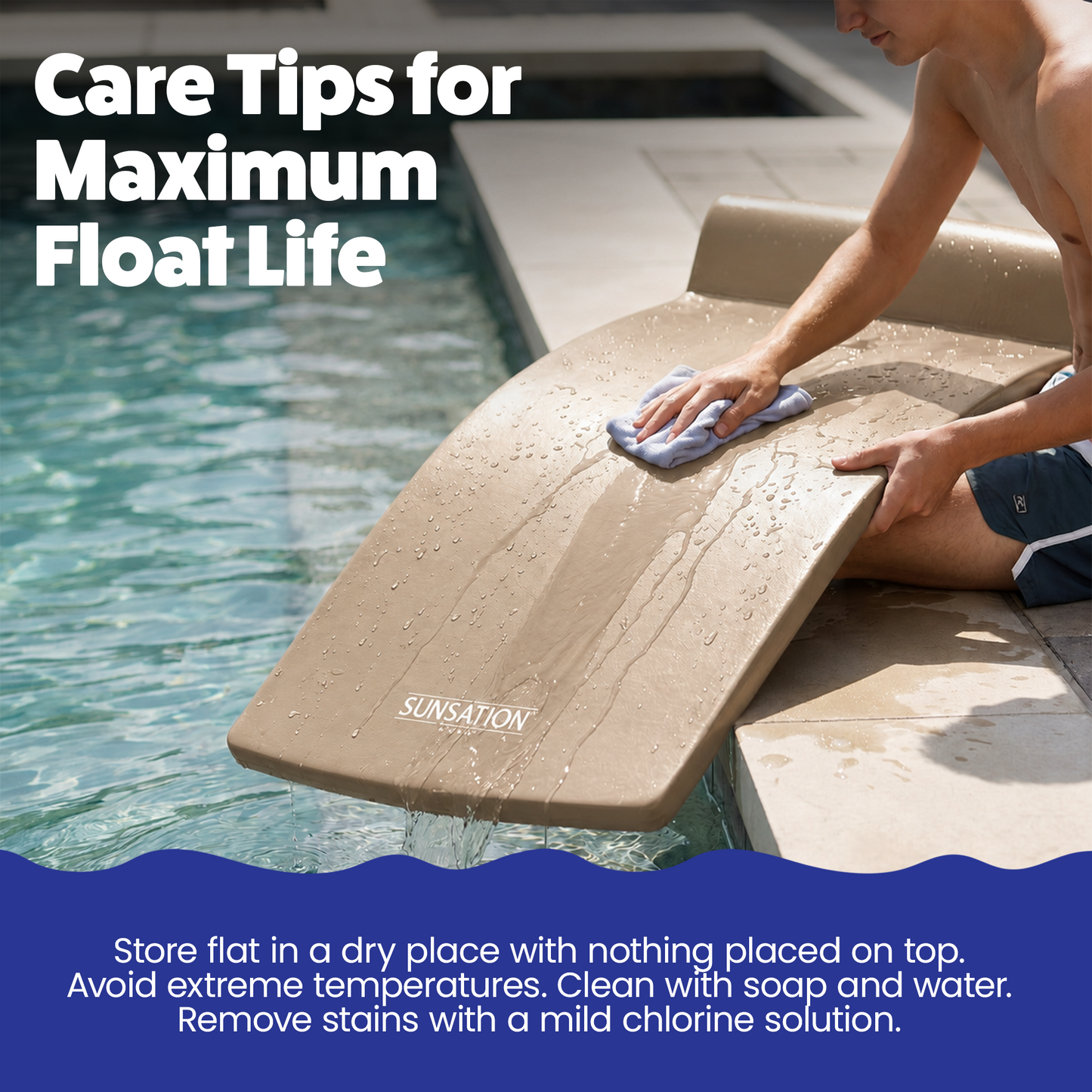 TRC Recreation Sunsation 1.75" Thick Foam Lounger Swimming Pool Float, Bronze