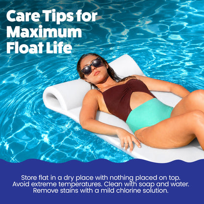TRC Recreation Splash 1.25" Thick Foam Swimming Pool Float Lounger Mat, White