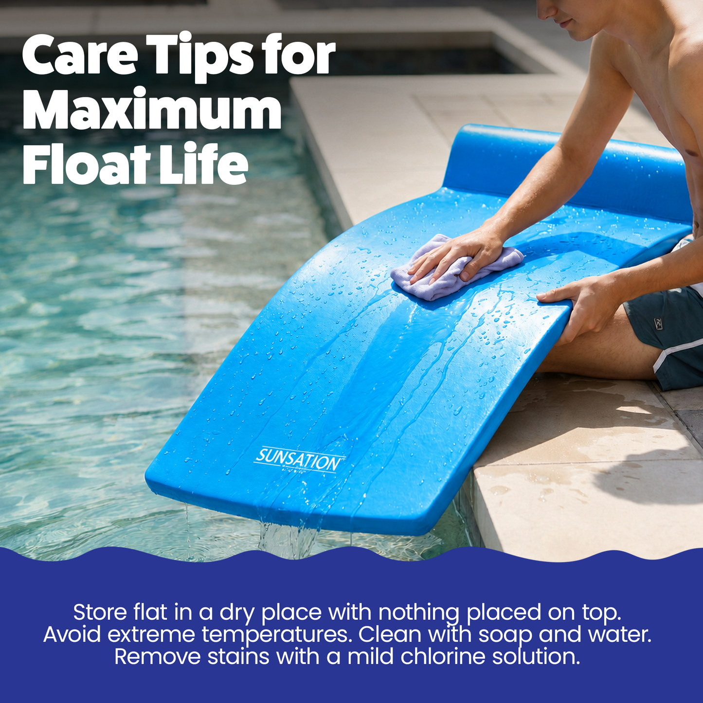 TRC Recreation Sunsation Foam Lounger Pool Floats, Bahama Blue & Tropical Teal