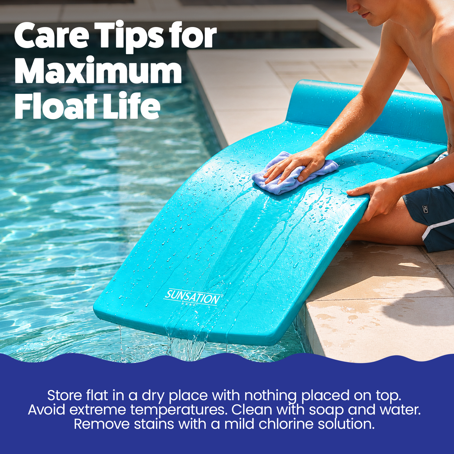 TRC Recreation Sunsation 70 Inch Foam Raft Lounger Pool Float, Teal (2 Pack)