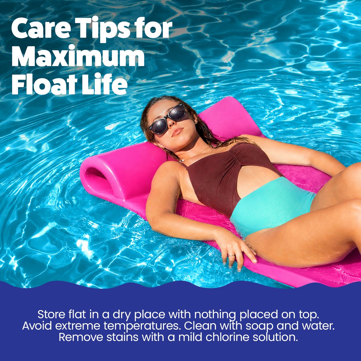 TRC Recreation Splash 1.25" Thick Foam Swimming Pool Float Mat, Flamingo Pink