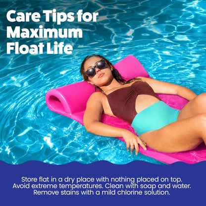TRC Recreation Splash 1.25" Thick Foam Swimming Pool Float Mat, Flamingo Pink