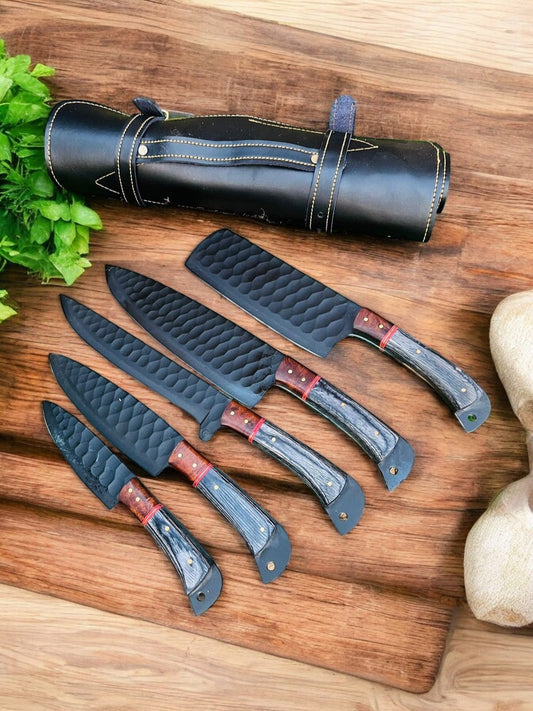 KBS Knives Custom Kitchen Knife Set - Hand Forged Stainless Steel Blades