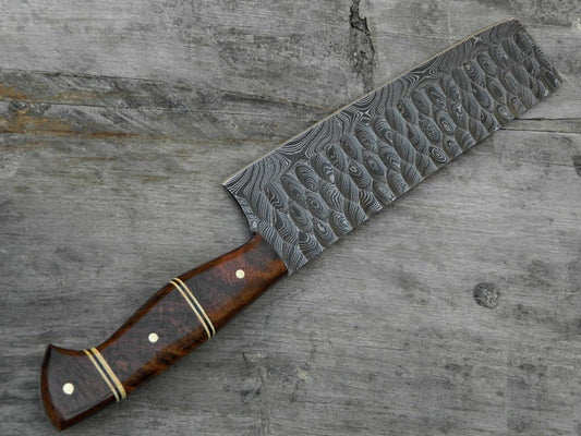 KBS Knives Custom Forged Damascus Cleaver Knife