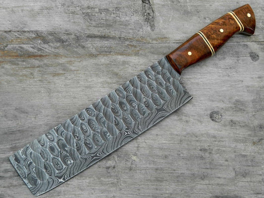 KBS Knives Custom Forged Damascus Cleaver Knife