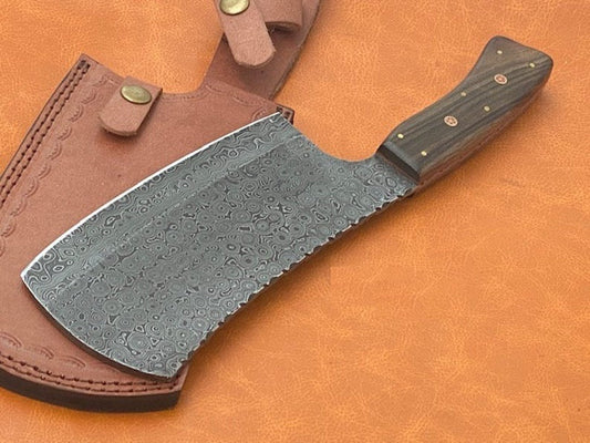 KBS Knives Full Tang Damascus Cleaver Knife