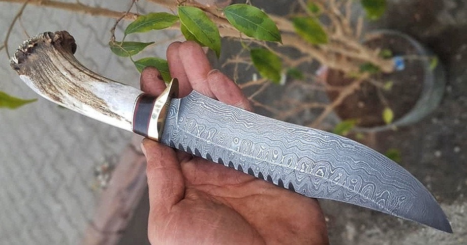 KBS Knives DAMASCUS HUNTING BOWIE KNIFE