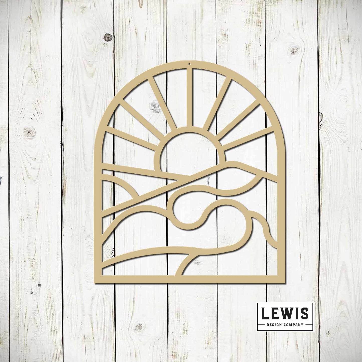 Lewis Design Co Mountain Sun and Waves Wall Art, Abstract Nature Metal Wall Art, Mountain River Decor, Abstract Decor, Abstract Landscape, Nature Wall Art