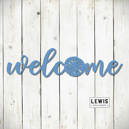 Lewis Design Co Welcome Sand Dollar Metal Wall Art, Welcome Beach Art, Beach Welcome Sign, Beach House, Wall Art, Patio Decor, Wall Decor, Sand dollar Sign