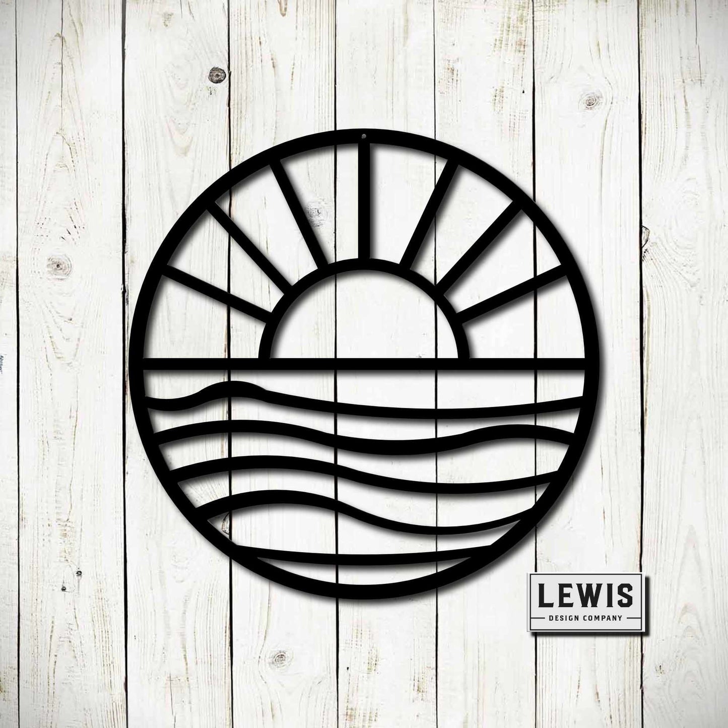 Lewis Design Co Sun and Waves Metal Wall Art, Outdoor patio Wall decor