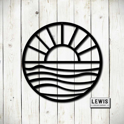 Lewis Design Co Sun and Waves Metal Wall Art, Outdoor patio Wall decor