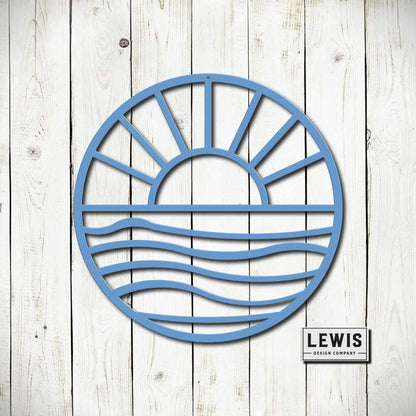 Lewis Design Co Sun and Waves Metal Wall Art, Outdoor patio Wall decor