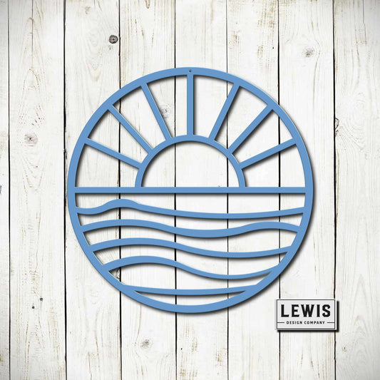 Lewis Design Co Sun and Waves Metal Wall Art, Outdoor patio Wall decor