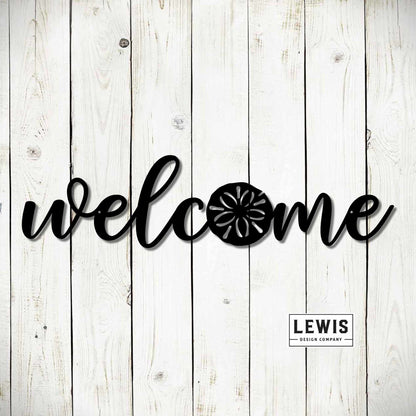 Lewis Design Co Welcome Sand Dollar Metal Wall Art, Welcome Beach Art, Beach Welcome Sign, Beach House, Wall Art, Patio Decor, Wall Decor, Sand dollar Sign