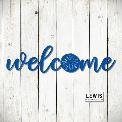 Lewis Design Co Welcome Sand Dollar Metal Wall Art, Welcome Beach Art, Beach Welcome Sign, Beach House, Wall Art, Patio Decor, Wall Decor, Sand dollar Sign