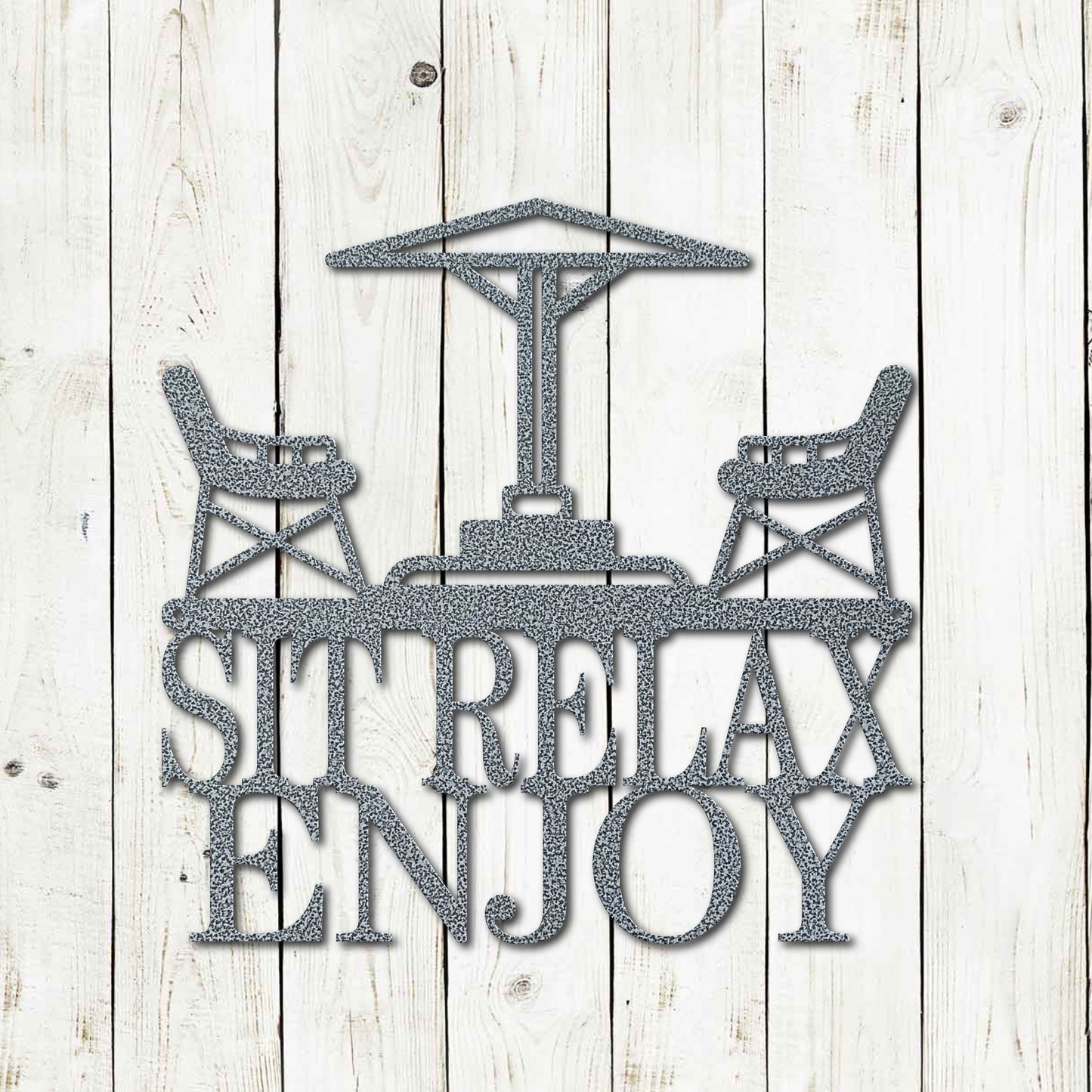 Lewis Design Co Sit, Relax, Enjoy Metal Wall Sign, Porch Decor, Patio Wall Art, Wall Decoration, Wall Decor