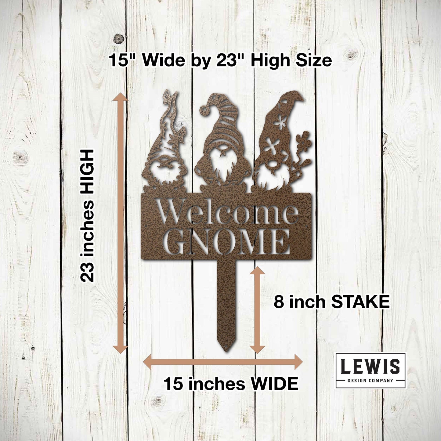 Lewis Design Co Welcome Gnome Metal Stake Sign
