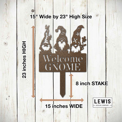 Lewis Design Co Welcome Gnome Metal Stake Sign