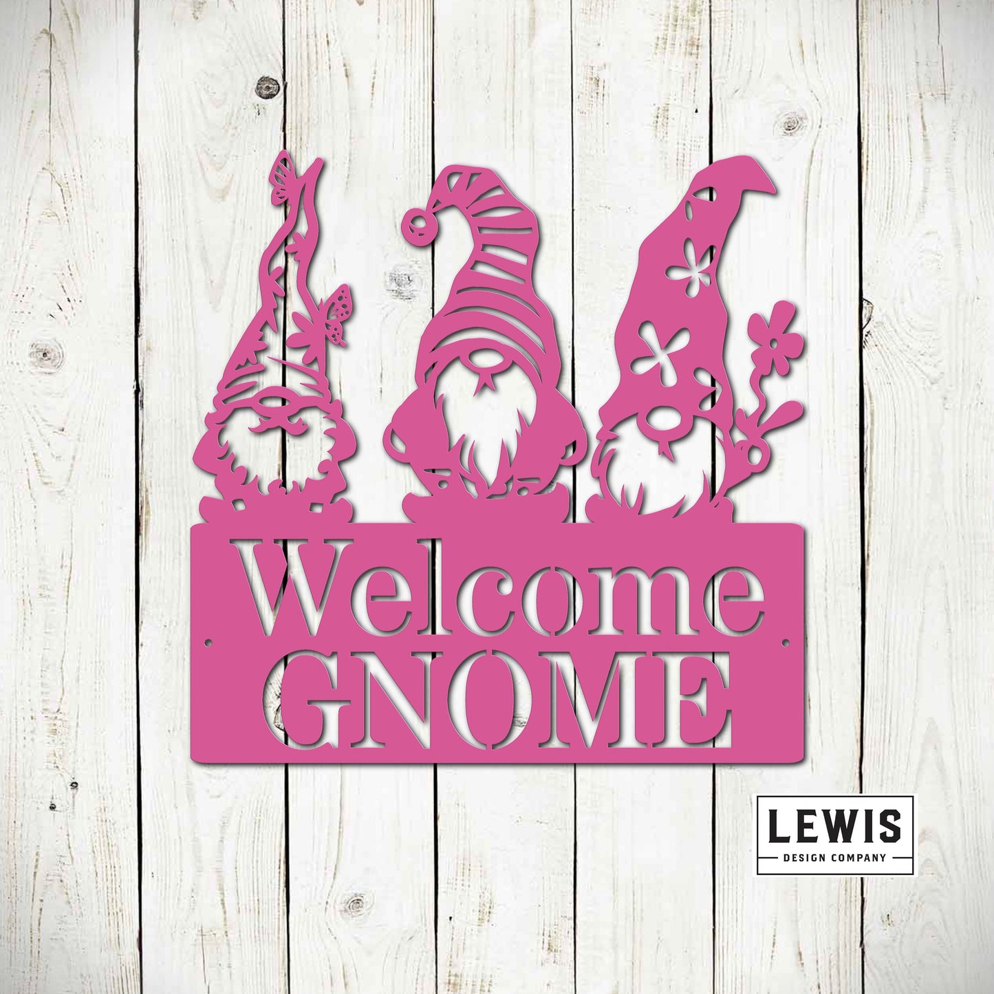 Lewis Design Co Welcome Gnome Metal Sign, Garden Decoration, Wall Decoration, Patio Decoration, Outdoor Living Space, Gnome Garden