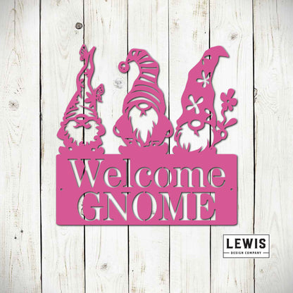 Lewis Design Co Welcome Gnome Metal Sign, Garden Decoration, Wall Decoration, Patio Decoration, Outdoor Living Space, Gnome Garden