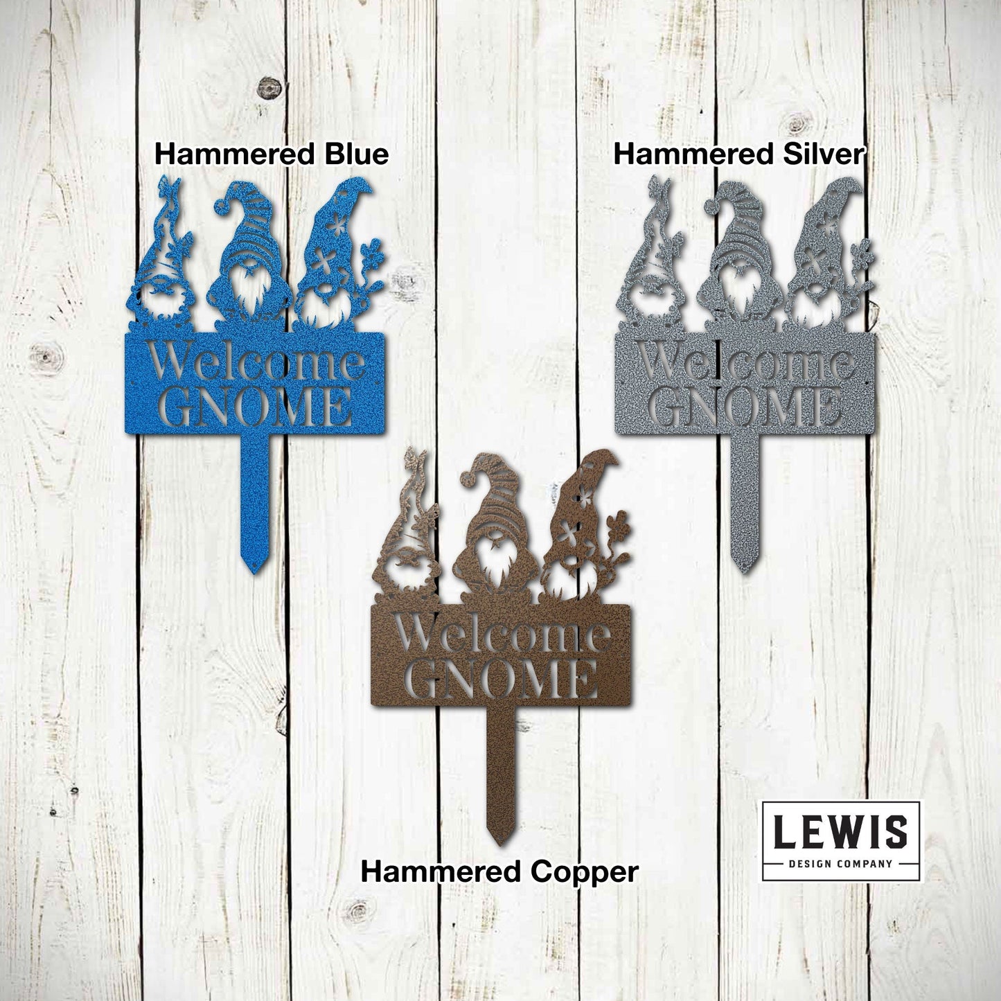 Lewis Design Co Welcome Gnome Metal Stake Sign