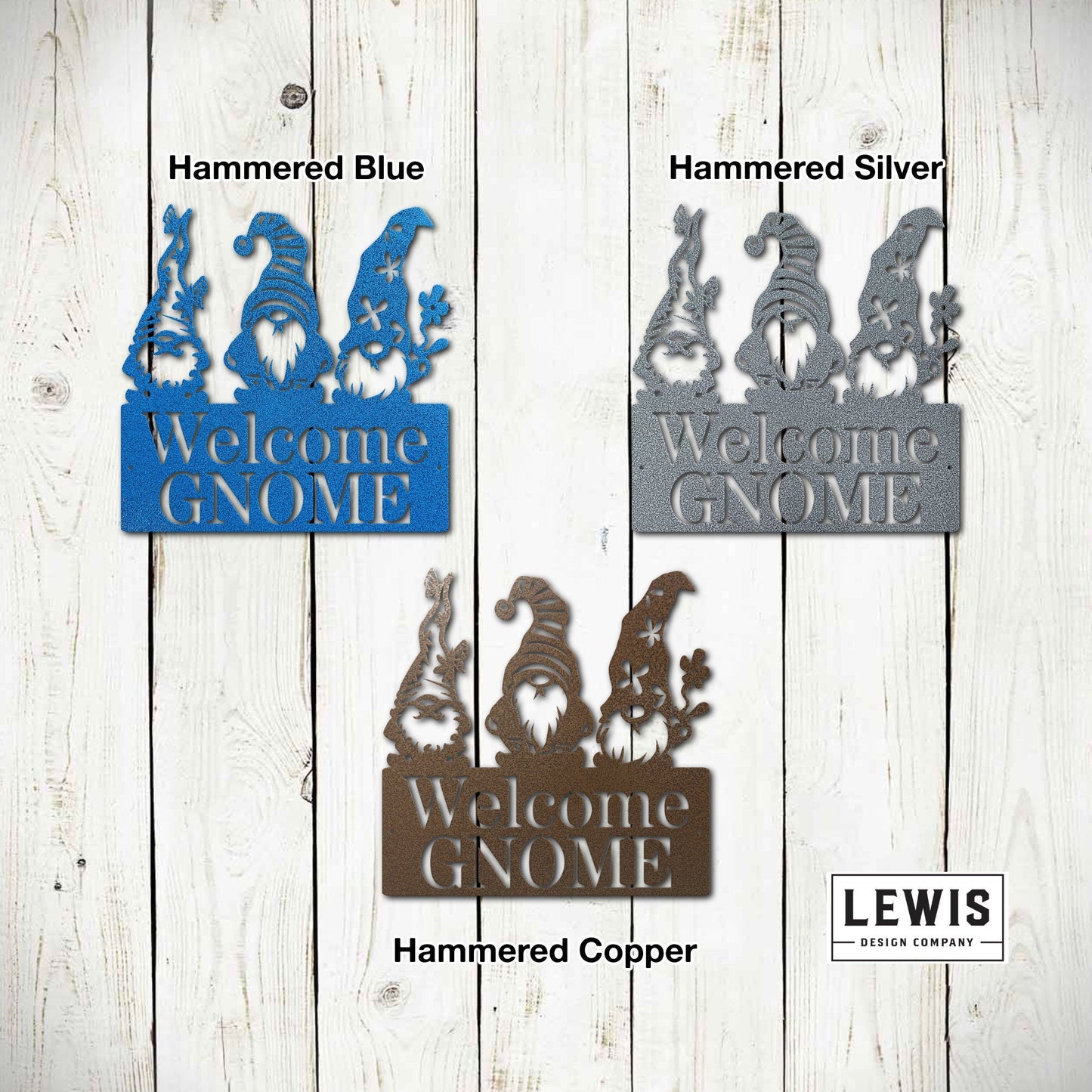 Lewis Design Co Welcome Gnome Metal Sign, Garden Decoration, Wall Decoration, Patio Decoration, Outdoor Living Space, Gnome Garden