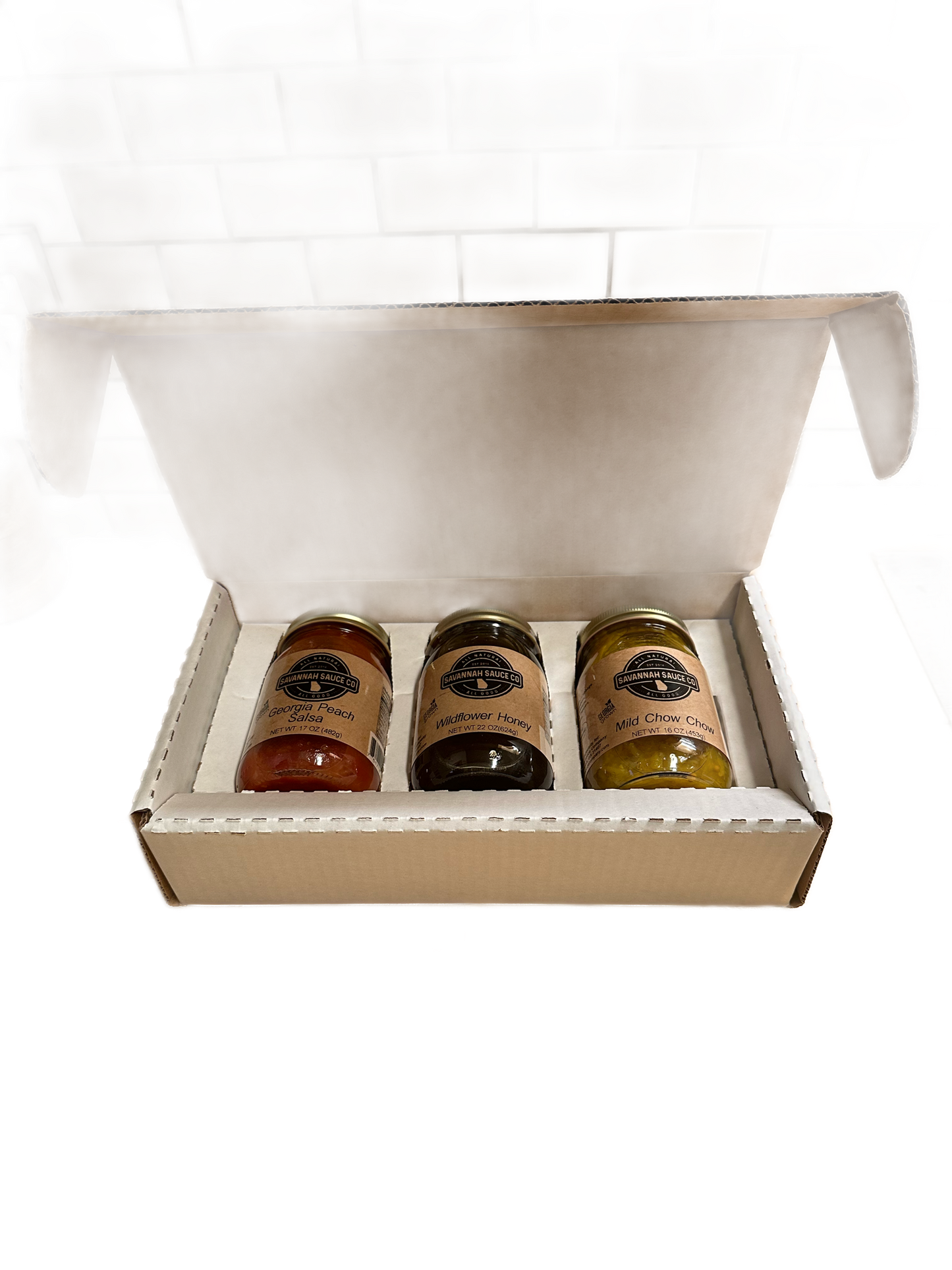 Savannah Sauce Custom (your branding on shipper) Mason Jar (3) Pack Gift