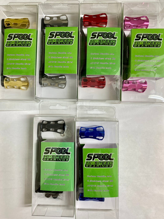 Hi-Speed Handles-Spool Speed Polished, Drilled Billet 95mm CF Handle