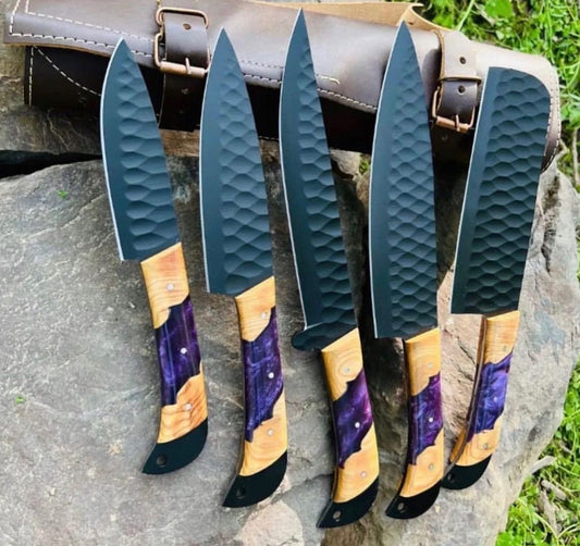 KBS Knives Custom Handmade D2 Forged Steel Kitchen Knives Set