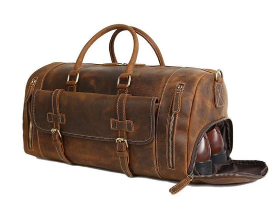 KBS Knives Leather Duffle Bag With Shoe Compartment