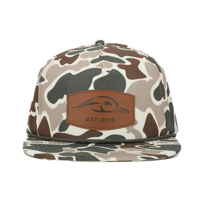 American Flyway Waterfowl Youth Leather Patch Green and Brown Vintage Rope Old School Hat