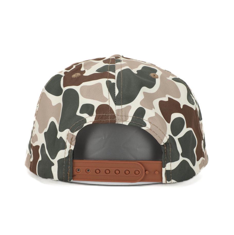 AF Waterfowl - Leather Patch AF Waterfowl Green and Brown Camo Vintage Rope Old School Hat