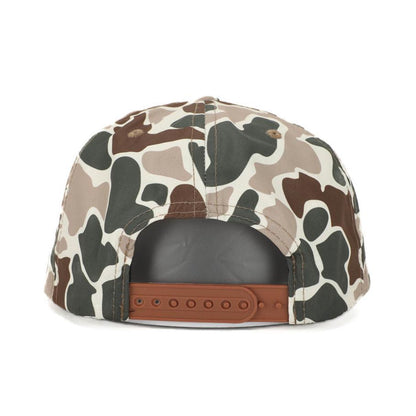 AF Waterfowl - Leather Patch AF Waterfowl Green and Brown Camo Vintage Rope Old School Hat