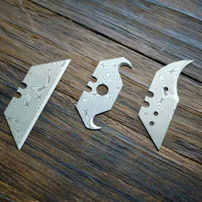 Stinger Survival Tools Laser Engraved Utility Edges, Tool Replacements - Damascus Style
