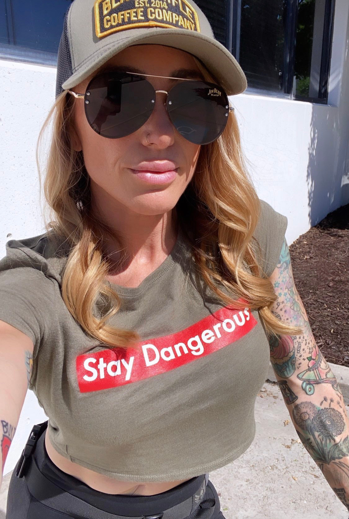 Direct Action Apparel "STAY DANGEROUS" CROP (MIL GREEN & BLACK)