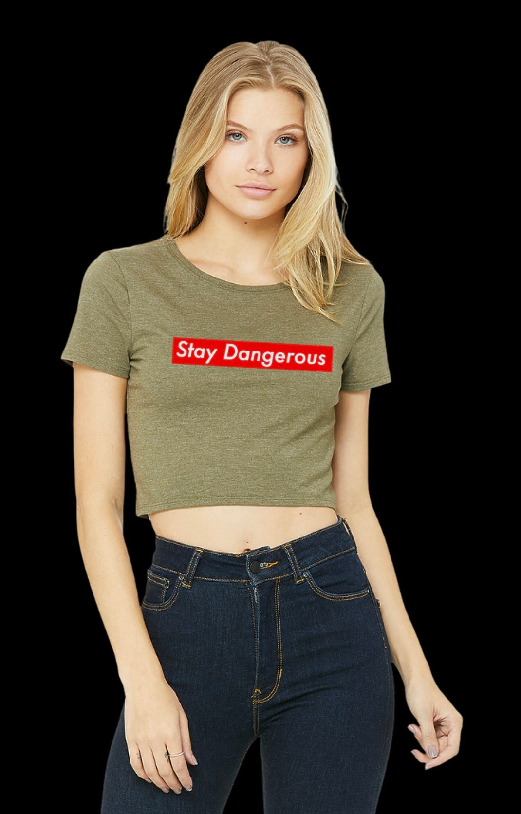 Direct Action Apparel "STAY DANGEROUS" CROP (MIL GREEN & BLACK)