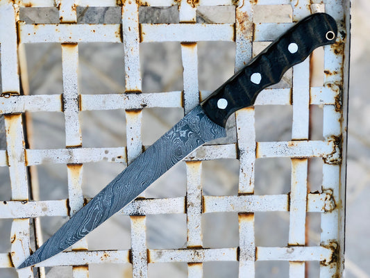 KBS Knives Damascus Steel Handmade Fillet Boning Knife with Sheep Horn Handle, 13 Inches with Leather Sheath by KBS Knives Store