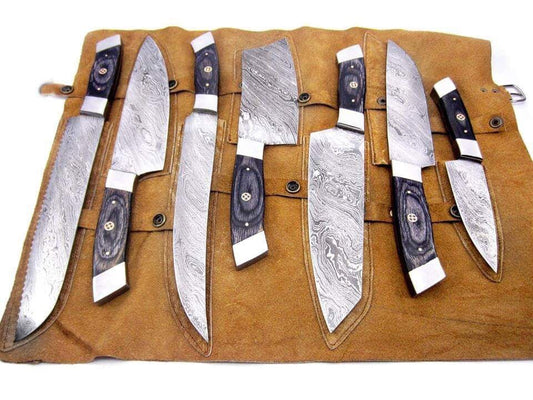KBS Knives Full tang Custom Handmade Damascus Steel Kitchen Knives Set